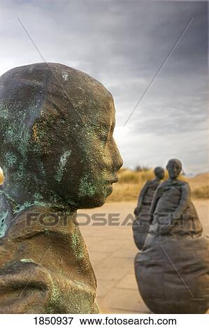 Stock Photo - The Conversation Piece Statues In South Shields; Tyne And Wear, England. Fotosearch