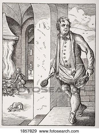 Stock Photo - The Cook. 19Th Century Reproduction Of 16Th Century Engraving By Jost Amman. Fotosearch