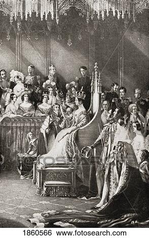 Stock Photograph - The Coronation Of Queen Victoria From The Picture By Sir G. Hayter. From The Book V. R. I. Her Life And Empire By The Marquis Of Lorne, K. T. Now His Grace The Duke Of Argyll.. Fotosearch