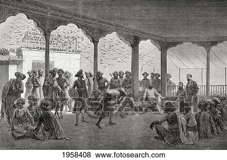 Stock Photo - The Court Of The Gaekwad, The Ruling Prince Or Maharaja Gaekwad Of Baroda, India, In The 19Th Century. From El Mundo En La Mano, Published 1878.. Fotosearch
