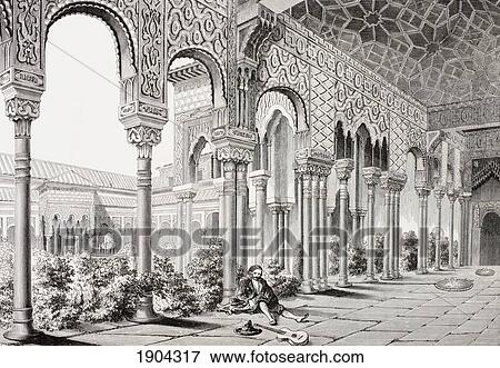 The Court Of The Lions, Alhambra Palace, Granada, Spain As It Was In The 19Th Century. From Les Artes Au Moyen Age, Published Paris 1873. View Large Photo Image Stock Photo - The Court Of The Lions, Alhambra Palace, Granada, Spain As It Was In The 19Th Century. From Les Artes Au Moyen Age, Published Paris 1873.. Fotosearch
