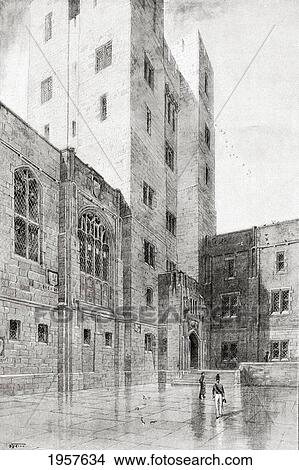 Picture - The Courtyard Of Post Headquarters At The United States Military Academy, West Point, New York, America, As Seen In The Early 20Th Century. From The Century Illustrated Monthly Magazine, May To October 1904.. Fotosearch