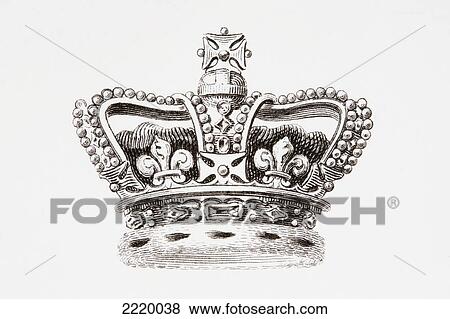 Stock Photo - The Crown Of England. From The Cyclopaedia Or Universal Dictionary Of Arts, Sciences And Literature By Abraham Rees, Published London 1820.. Fotosearch