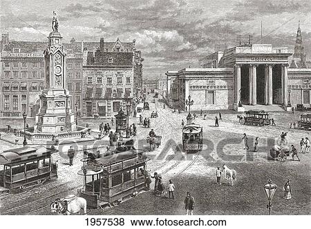 Stock Photo - The Dam, Amsterdam, The Netherlands In The 19Th Century. From Pictures From Holland By Richard Lovett, Published 1887.. Fotosearch