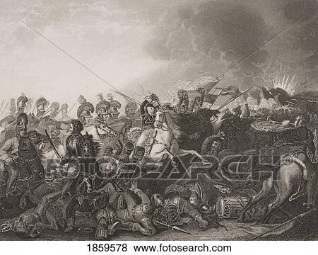 Stock Photo - The Decisive Charge Of The Life Guards At The Battle Of Waterloo, 18Th June 1815. Engraved By J. Rogers Painted By Clennell. From England's Battles By Sea And Land By Lieut Col Williams, The London Printing And Publishing Company Circa 1890S. Fotosearch