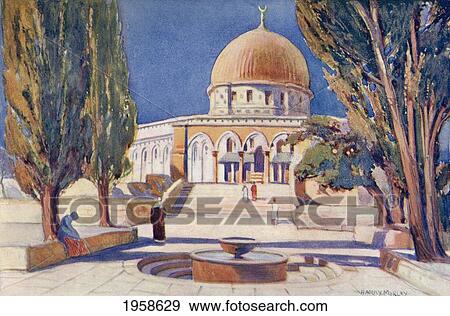 Stock Photo - The Dome Of The Rock On Temple Mount, Jerusalem, Palestine, Circa 1910. From A Book Of Modern Palestine By Richard Penlake Published C. 1910.. Fotosearch