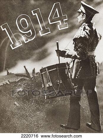 Stock Photograph - The Drums Of War. Introduction To The Year 1914 From The Story Of 25 Eventful Years In Pictures, Published 1935.. Fotosearch