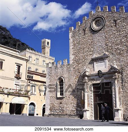Picture - The Duomo / Cathedral, Taormina, Sicily, Italy.. Fotosearch