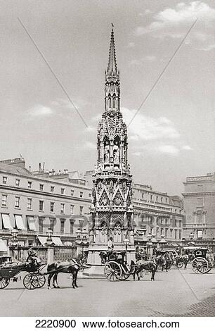 Stock Image - The Eleanor Cross, Charing Cross, Central London, England In The Late 19Th Century. From London, Historic And Social, Published 1902.. Fotosearch