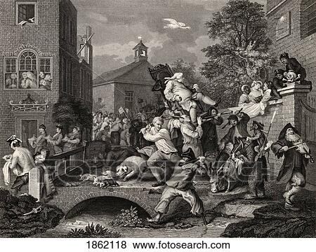 Stock Photo - The Election Chairing The Member Engraved By T E Nicholson After Hogarth From The Works Of Hogarth Published London 1833. Fotosearch