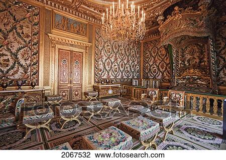 Stock Image - The Empress' Chamber In The Palace Of Fontainebleau, Fontainebleau, Seine-Et-Marne, France. Fotosearch