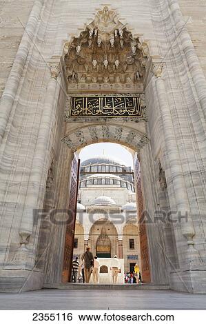 Stock Photograph - The entrance of Suleymaniye Mosque; Istanbul, Turkey. Fotosearch
