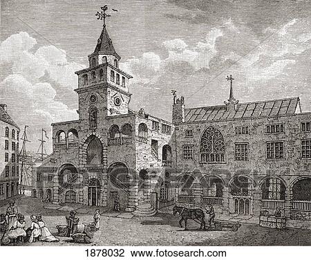 Stock Image - The Exchange, Newcastle-On-Tyne, England In The 17Th Century. From The Book Short History Of The English People By J. R. Green Published London 1893.. Fotosearch