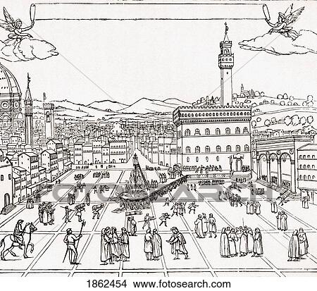 Picture - The Execution Of Girolamo Savonarola Aka Jerome Savonarola Or Hieronymus Savonarola 1452? 1498. Italian Dominican Priest Illustration From The Book Life And Times Of Girolamo Savonarola Published 1909. Fotosearch