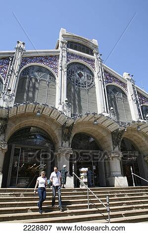 Stock Photo - The extrior of the Mercado Central (Central Market), Valencia, Spain, Europe, EU. Fotosearch