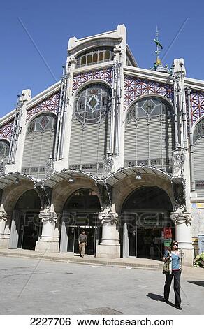 The extrior of the Mercado Central (Central Market), Valencia, Spain, Europe, EU View Large Photo Image Stock Photograph - The extrior of the Mercado Central (Central Market), Valencia, Spain, Europe, EU. Fotosearch