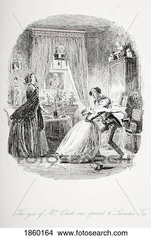 Picture - The Eyes Of Mrs Chick Are Opened To Lucretia Tox. Illustration From The Charles Dickens Novel Dombey And Son By H. K. Browne Known As Phiz. Fotosearch