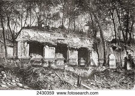 The facade of the palace at Palenque, southern Mexico in the 19th century before its restoration. From Am View Large Photo Image Stock Photo - The facade of the palace at Palenque, southern Mexico in the 19th century before its restoration. From Am. Fotosearch