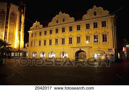 The Falcon House At Night, Wurzburg, Bavaria, Germany View Large Photo Image Stock Photo - The Falcon House At Night, Wurzburg, Bavaria, Germany. Fotosearch