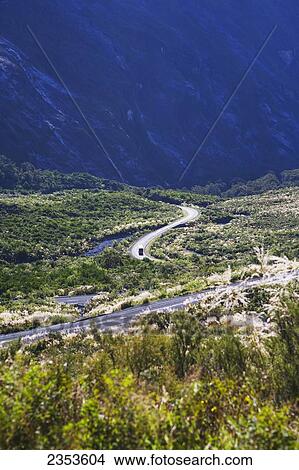 Picture - The Famous Winding Road Into Milford Sound; New Zealand. Fotosearch
