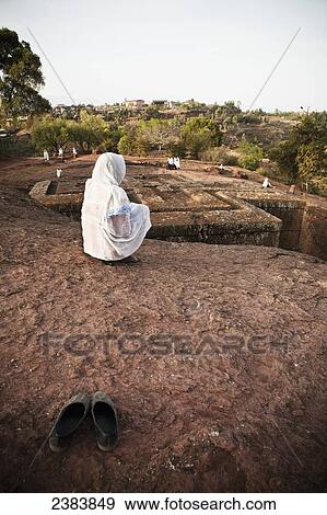Stock Photo - The fantastically preserved rock hewn Church of Saint George; Lalibela, Ethiopia. Fotosearch