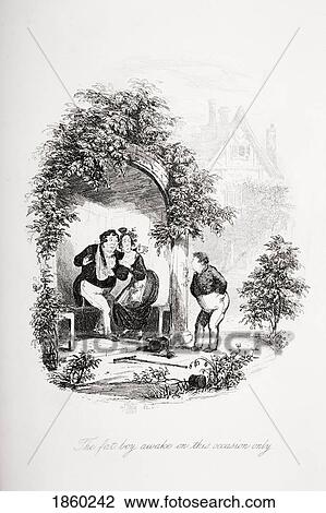 Stock Image - The Fat Boy Awake On This Occasion Only. Illustration From The Charles Dickens Novel The Pickwick Papers By H. K. Browne Known As Phiz. Fotosearch