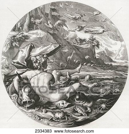 The Fifth Day From The Series The Creation Of The World By Hendrick Goltzius From Histoire Des Peintres De Toutes Les Aƒae A A A Coles Aƒae A A A Cole Hollandaise Published 1863 Stock Image Fotosearch