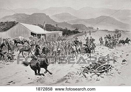 Stock Photo - The First Halt Of British Prisoners On Their Way To A Prison Camp In Pretoria, South Africa, During The Second Boer War. From The Book South Africa And The Transvaal War By Louis Creswicke, Published 1900.. Fotosearch