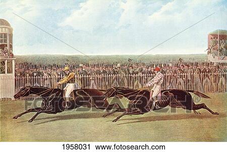 Stock Image - The Flying Dutchman And Voltigeur Running The Great Match At York Racecourse, York, England, 15Th May 1851. From Picturesque History Of Yorkshire, Published C. 1900. Fotosearch