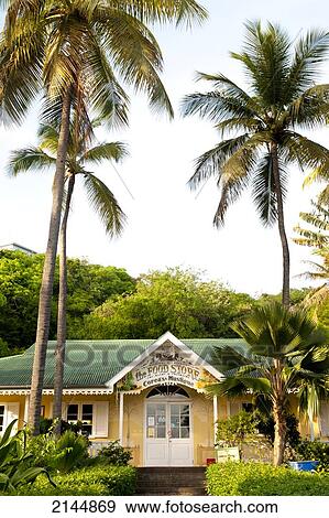 Stock Photo - The Food Store, Local Shop In Mustique Island, St Vincent And The Grenadines, West Indies. Fotosearch