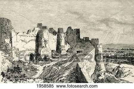 The Fortifications Of Carcassonne, France In The 19Th Century, Before It's Restoration In 1853. From French Pictures By The Rev. Samuel G. Green, Published 1878. View Large Photo Image Stock Photography - The Fortifications Of Carcassonne, France In The 19Th Century, Before It's Restoration In 1853. From French Pictures By The Rev. Samuel G. Green, Published 1878.. Fotosearch