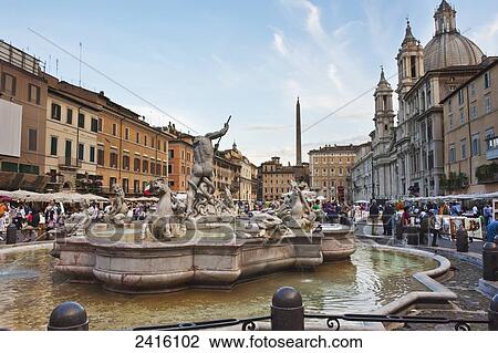 The fountain of the Moors, designed by Giacomo della Porta in 1575 and the statue of the Moor by Gian Lorenzo Bernini, added in 1874, Piazza Navona; Rome, Italy View Large Photo Image Stock Image - The fountain of the Moors, designed by Giacomo della Porta in 1575 and the statue of the Moor by Gian Lorenzo Bernini, added in 1874, Piazza Navona; Rome, Italy. Fotosearch