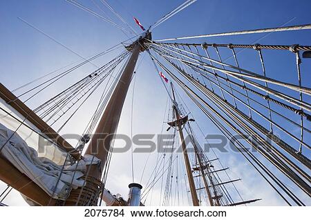Picture - The Four-Mast Barquentine, Chilean Navy Training Ship Esmeralda In Hanga Roa Harbour, Rapa Nui (Easter Island), Chile. Fotosearch