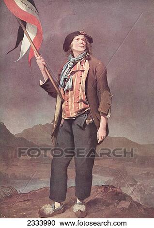 Stock Image - The French Singer Chenard In The Costume Of A Sans-Culotte, Flag Bearer At The Festival Of Liberty De La Savoie, 14Th October 1792. After The Painitng By Louis Leopold Boilly. From A Contemporary Print.. Fotosearch
