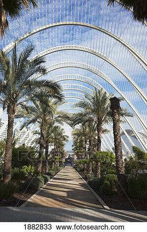 Stock Image - The Gardens Of The L'umbracle At The City Of Arts And Sciences; Valencia, Spain. Fotosearch