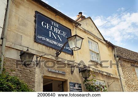 Stock Image - The George Inn Public House At The Oldest Pub In Lacock, Wiltshire, Uk. Fotosearch