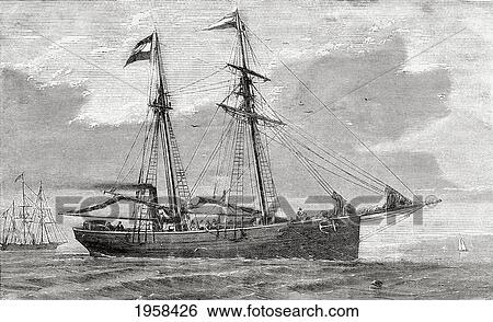 Stock Photograph - The Germania. Part Of The Convoy Which Went On The Second German North Polar Expedition In 1869. From El Mundo En La Mano Published 1875.. Fotosearch