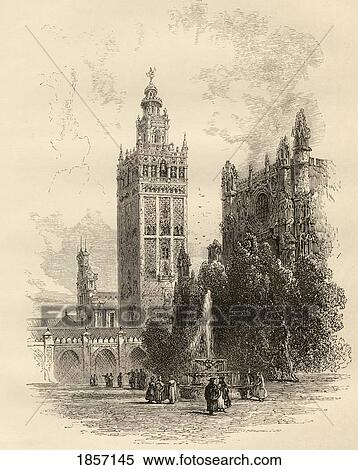 Stock Photography - The Giralda, Seville, Spain. From The Book Spanish Pictures By The Rev Samuel Manning, Published 1870.. Fotosearch