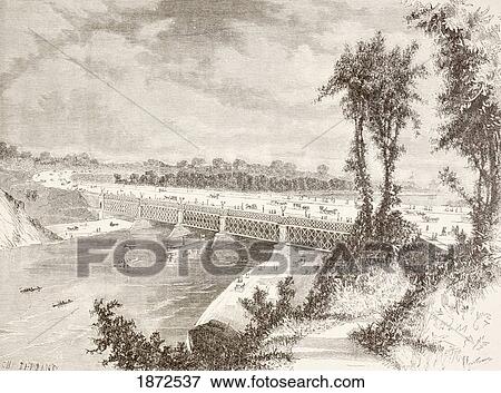 Stock Photo - The Girard Point Bridge Crossing The Schuylkill River In Philadelphia, Pennsylvania, In The 1880's. From A 19Th Century Illustration.. Fotosearch