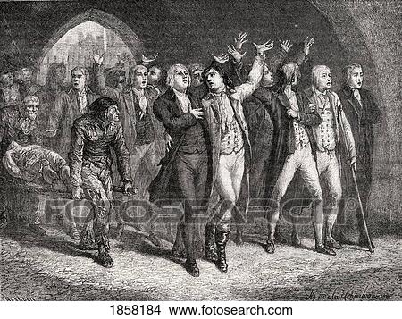 Picture - The Girondins Leaving The Revolutionary Tribunal, 1793. Engraved By Blanpain After De La Charlerie. From Histoire De La Revolution Francaise By Louis Blanc.. Fotosearch