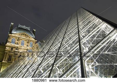 The Glass Pyramid And The Louvre At Dusk View Large Photo Image Stock Image - The Glass Pyramid And The Louvre At Dusk. Fotosearch
