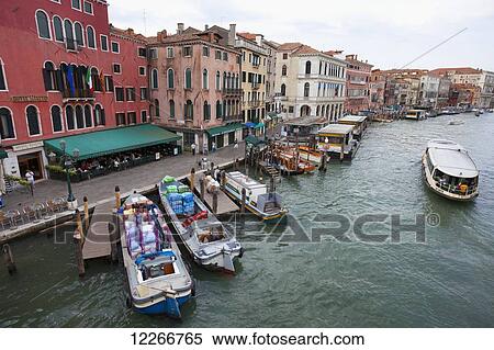 Stock Photography - The Grand Canal at dawn at Rialto; Venice, Italy. Fotosearch