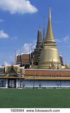 Picture - The Grand palace in Bangkok and the Buddhist temple of Wat Phra Keo within the compound of th Royal Palace, Bangkok. Thailand.. Fotosearch