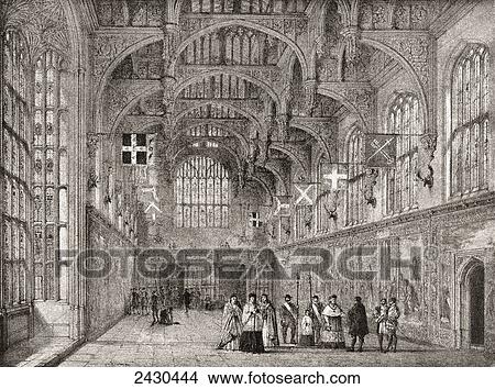 The Great Hall, Hampton Court Palace, Richmond upon Thames, Greater London, Middlesex, England. This scene depicts the chamber in the 16th century. From The Mansions of England in the Olden Time, published 1906. View Large Photo Image Picture - The Great Hall, Hampton Court Palace, Richmond upon Thames, Greater London, Middlesex, England. This scene depicts the chamber in the 16th century. From The Mansions of England in the Olden Time, published 1906.. Fotosearch