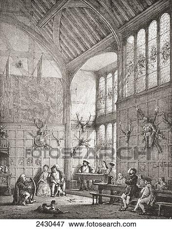 Stock Photo - The Great Hall, Ockwells Manor, Cox Green, Berkshire, England. From The Mansions of England in the Olden Time, published 1906.. Fotosearch