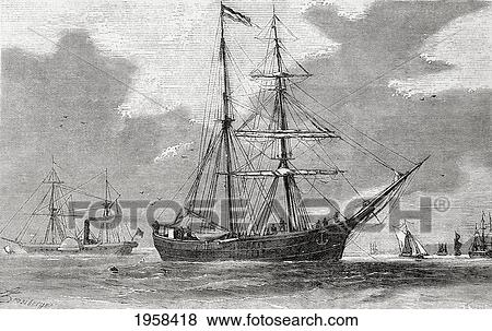 Stock Photo - The Hansa. Schooner Which Took Part In The Second German North Polar Expedition In 1869. From El Mundo En La Mano Published 1875.. Fotosearch