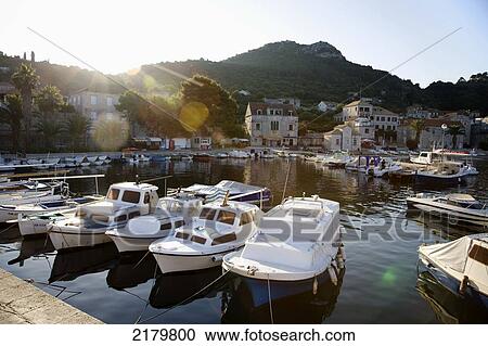 The harbour at sunrise; Island of Lopud, Croatia View Large Photo Image Stock Image - The harbour at sunrise; Island of Lopud, Croatia. Fotosearch