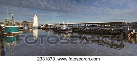 Stock Photo - The Harbour On The River Tyne; North Shields, Tyne And Wear, England. Fotosearch