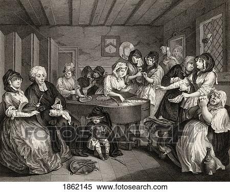 Stock Photography - The Harlots Progress The Funeral From The Original Picture By Hogarth From The Works Of Hogarth Published London 1833. Fotosearch