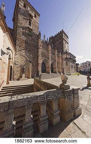 Stock Image - The Hieronymite Monastery Of Santa Maria De Guadalupe; Guadalupe, Caceres, Spain. Fotosearch